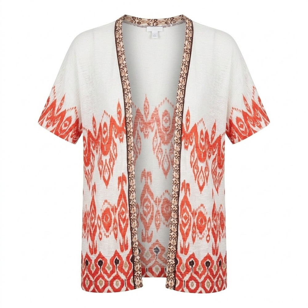 Chico's BeachComber Ikat Kimono Cover Up Cardigan Open Front Womens 1P PM